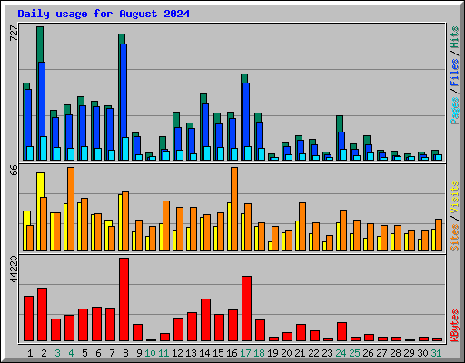 Daily usage for August 2024